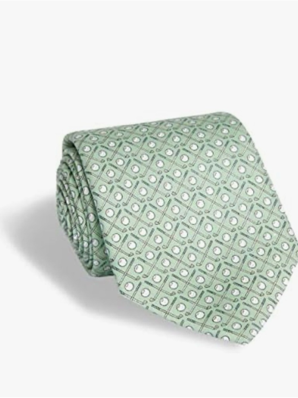Vineyard Vines Light Mint Golf Ball & Club Print Silk Tie